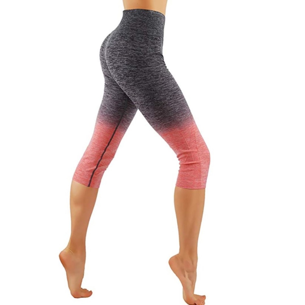 Ombre printed seamless capri leggings yoga pants compression bodyshape